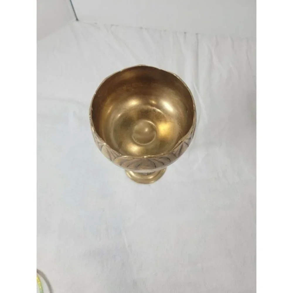 Mid Century 9 3/4" Tall Solid Brass Wine Goblet Chalice Tealight Candle Holder - Picture 2 of 7